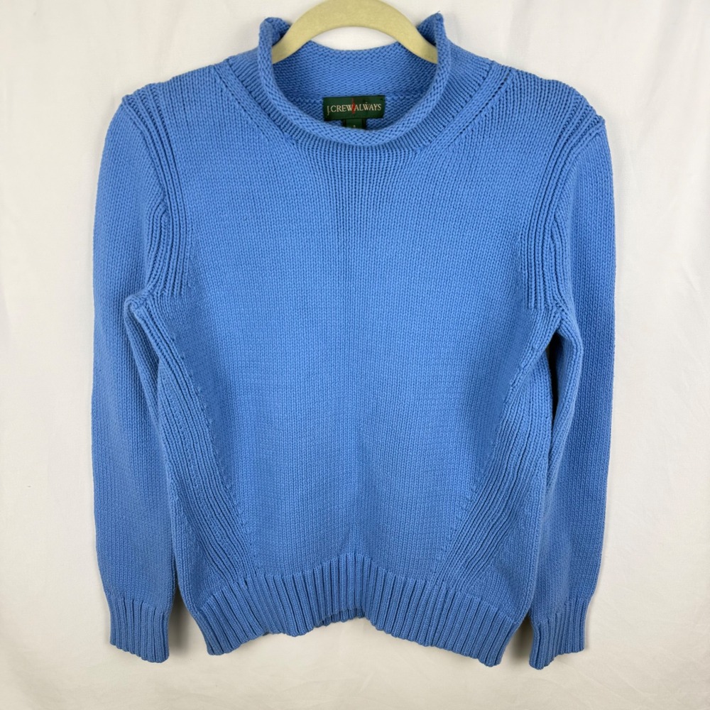 J. Crew Blue Roll Neck Oarsman Sweater Small Preppy Coastal Classic Old Money - Picture 2 of 8
